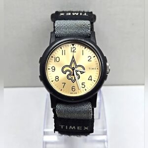 Mens Timex New Orleans Saints WR 50M Nylon Band Quartz Analog Watch New Battery